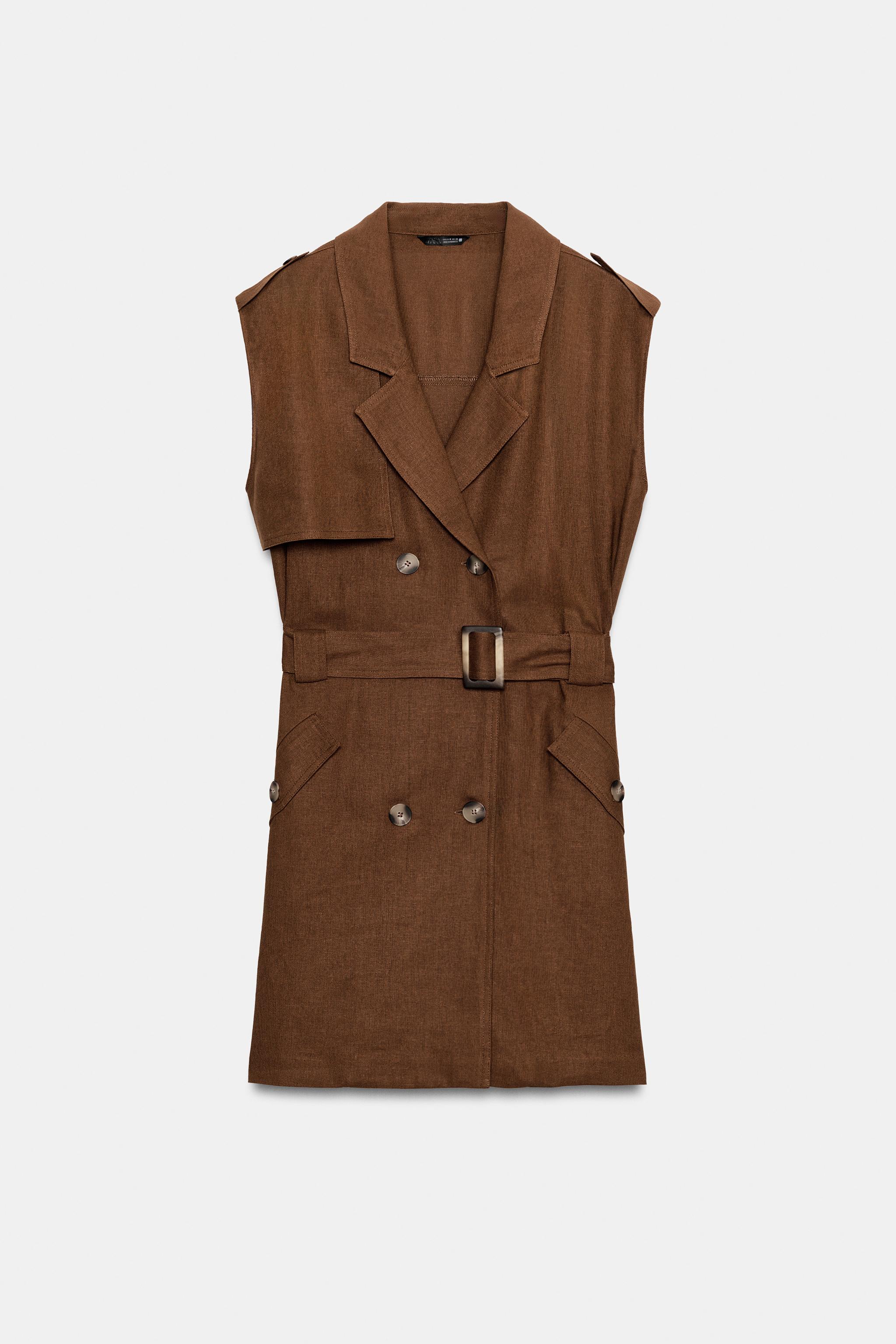 SHORT LINEN BELTED DRESS